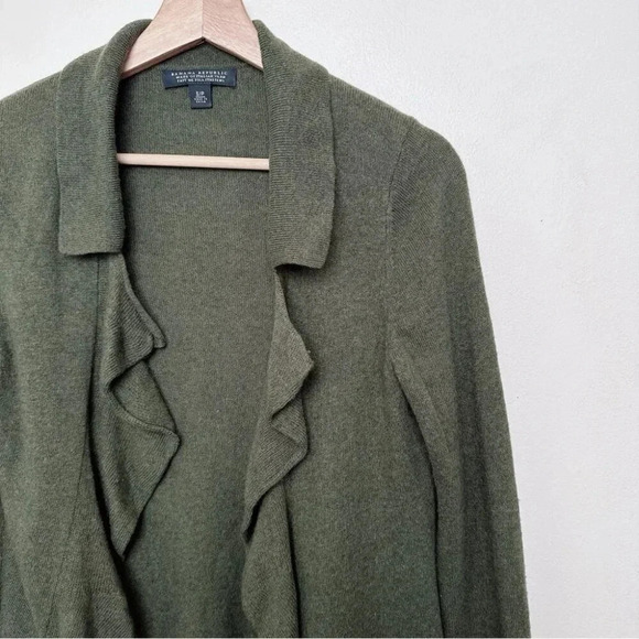 Banana Republic Womens Small Wool Cashmere Ruffle Dark Olive Cardigan - Picture 6 of 14